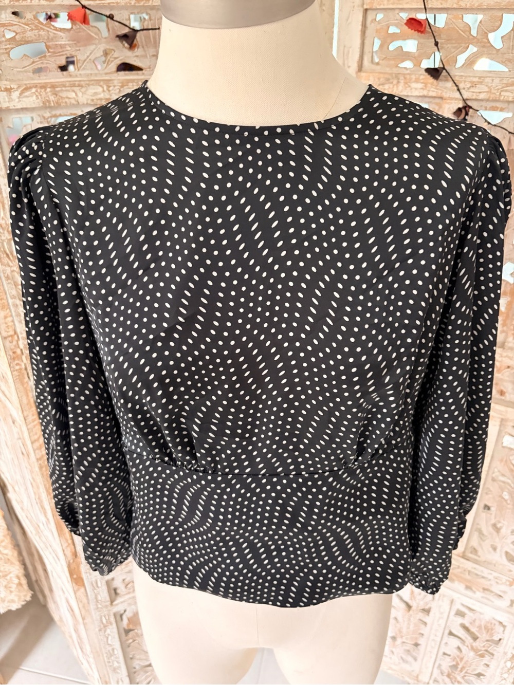 Express Black and White Polka Dot Blouse